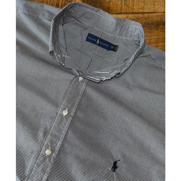 NWT Mens Ralph Lauren Black White Checkered Long Sleeve Button Down Size 2XLT - Picture 4 of 11
